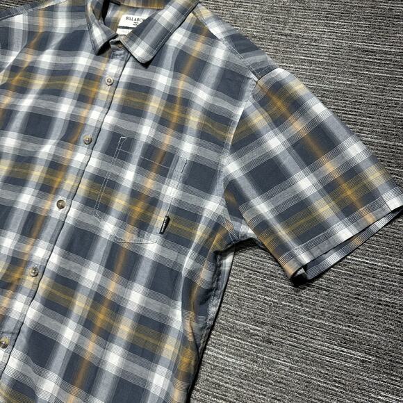 Billabong Button Up Shirt Men's L Blue Plaid Short Sleeve Tailored Fit #M502KAMM - Picture 5 of 15